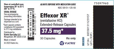 image-01.jpg Effexor XR Extended-Release Capsules 37.5 mg Bottle Label - image 01