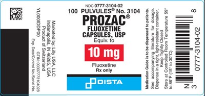 prozac-10mg-container-100-000-00.jpg PACKAGE LABEL- Prozac 10 mg, bottle of 100 - prozac 10mg container 100 000 00