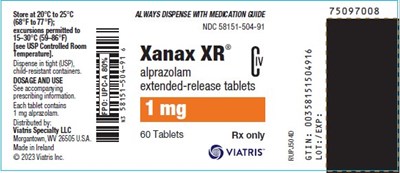 Carton Label 1 mg Xanax XR NDC 58151-504-91 - image 02