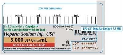 heparin-03.jpg PRINCIPAL DISPLAY PANEL - 1 mL Cartridge Label - heparin 03