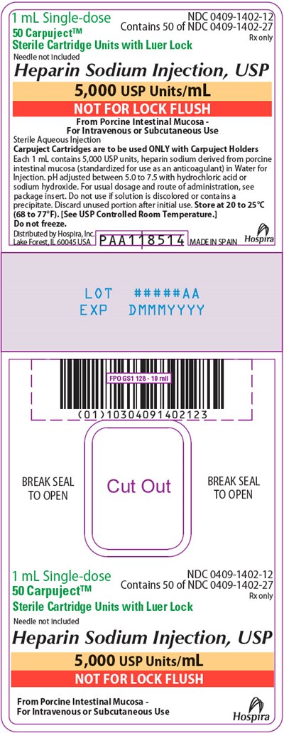 heparin-04.jpg PRINCIPAL DISPLAY PANEL - 1 mL Cartridge Box Label - heparin 04