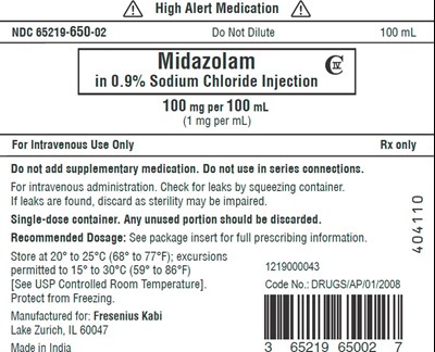 Package Label (PRINCIPAL DISPLAY – Midazolam in 0.9% Sodium Chloride Injection Bag Label)