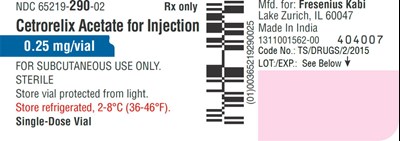 PACKAGE LABEL - PRINCIPAL DISPLAY – Cetrorelix Acetate Single-Dose Vial Label - cet05 0000 14