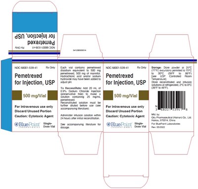 Package Carton: Pemetrexed For Injection 500 mg Single Dose Vial (Pemetrexed 15)