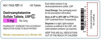 dextroamphetamine-5mg-100ct_rls.120.10_rev_06_21.jpg PRINCIPAL DISPLAY PANEL - 5 mg Tablet Bottle Label - dextroamphetamine 5mg 100ct rls.120.10 rev 06 21