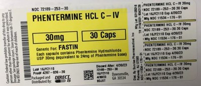Phentermine (72189 0253 30)