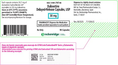 PRINCIPAL DISPLAY PANEL - 30 mg Capsule Bottle Label - duloxetine 12