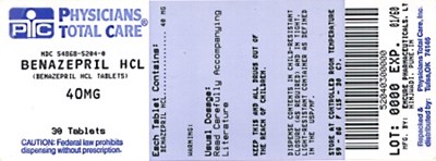 Benazepril HCl Tablets Usp 40 mg Label (5204)