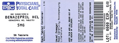 Benazepril HCl Tablets Usp 5 mg Label (5392)