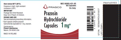 prazosin-02.jpg PRINCIPAL DISPLAY PANEL - 1 mg Capsule Bottle Label - prazosin 02