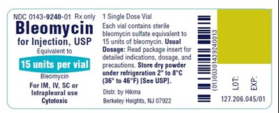 Bleomycin 15 Units/vial (Bleomycin For Injection Usp 2)