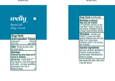 Principal Display Panel (Welly Health Burn Gel Pouch Label)