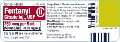 fentanyl-citrate-injection-usp-7.jpg Fentanyl Citrate Injection, USP CII 250 mcg/5 mL (50 mcg/mL) (0.05 mg/mL) 10 x 5 mL Single Dose Ampuls - fentanyl citrate injection usp 7