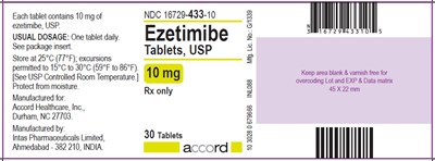 PRINCIPAL DISPLAY PANEL - 30 tabs Label - ezetimibe 30 tablets label