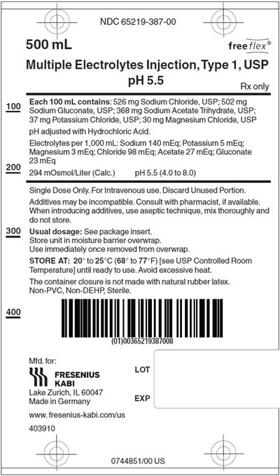 Package Label (PRINCIPAL DISPLAY – Multiple Electrolytes Injection, Type 1, USP pH 5.5 500 mL Bag Label)