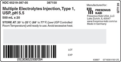 Package Label – Principal Display – Multiple Electrolytes Injection, Type 1, Usp Ph 5.5 500 mL Shipper Label (Kab01 0002 04)