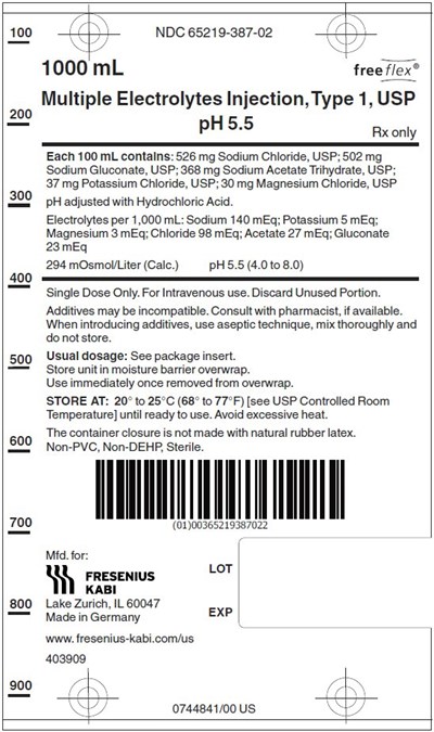 Package Label (PRINCIPAL DISPLAY – Multiple Electrolytes Injection, Type 1, USP pH 5.5 1000 mL Bag Label)