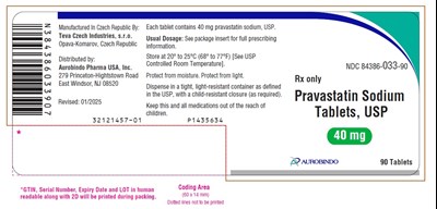 pravastatin-fig4.jpg PACKAGE LABEL-PRINCIPAL DISPLAY PANEL - 40 mg (90 Tablets Bottle) - pravastatin fig4