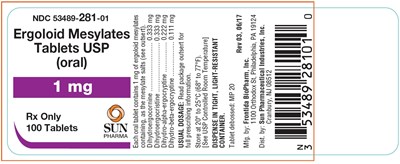 Principal Display Panel - 100 Tablet Bottle Label - ergoloid 02