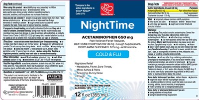 Acetaminophen 650 mg, Dextromethorphan Hbr 30 mg Doxylamine Succinate 12.5 mg (Nighttime Cold And Flu Original 1)