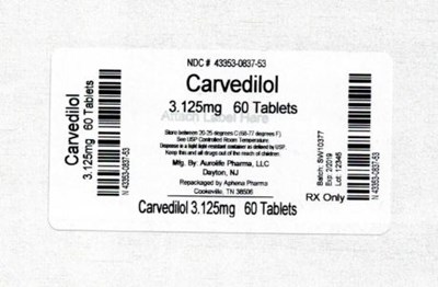 Bottle Label 3.125mg - 43353 0837 53