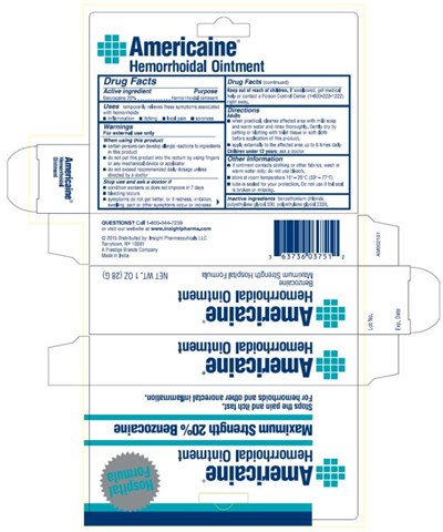 PRINCIPAL DISPLAY PANEL:Americaine® BenzocaineHemorrhoidal OintmentNET WT. 1 OZ (28 G) - americaine hemorrhoidal ointment 01