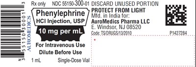 phenylephrine-fig1.jpg PACKAGE LABEL-PRINCIPAL DISPLAY PANEL - 10 mg per vial - Container Label - phenylephrine fig1