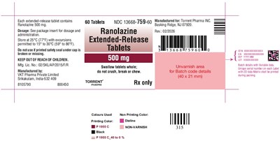 Ranolazine Extended-release Tablets 500 mg (NDC 13668-759-60)