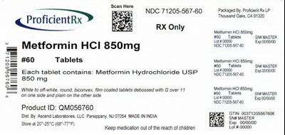 71205-567-60 (Metformin 850mg 100)