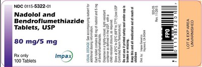 PRINCIPAL DISPLAY PANEL - 80 mg/5 mg Bottle Label - nadolol and bendroflumethiazide 4