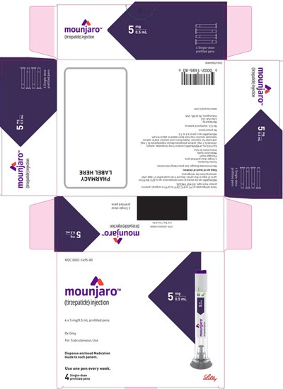 moun-cart-5mg-066-00.jpg PACKAGE LABEL - Mounjaro™, 5 mg/0.5 mL, Carton, 4 Single-Dose Pens - moun cart 5mg 066 00