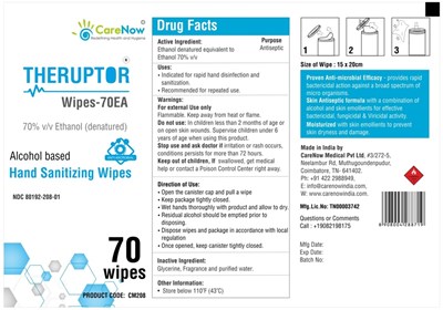Ndc 80192-208-01 (Theruptor 70 Wipes)