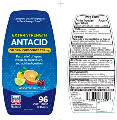image-01.jpg Rite Aid Assorted fruit Extra Strength 96 Chewable Tablets - image 01