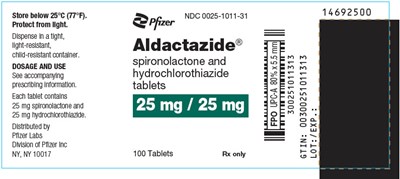 PRINCIPAL DISPLAY PANEL - 25 mg Tablet Label - aldactazide 04
