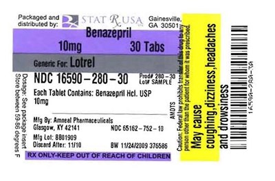 Image Of Label (Benazepril10mg Label)