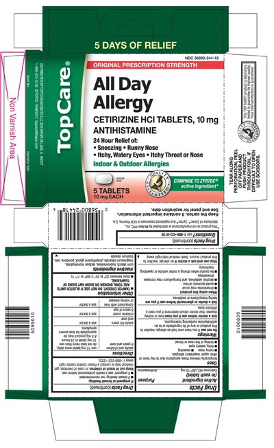 Cet.jpg This is the 5 count blister carton label for TopCare Cetirizine HCl tablets, 10 mg. - Cet