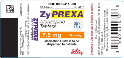 PACKAGE LABEL - ZYPREXA 7.5 mg tablet, bottle of 30 - zyprexa 7point5mg contain 30 058 00