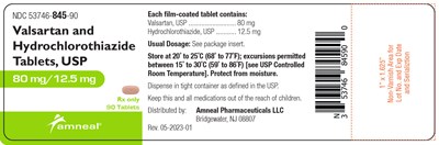 80 mg/12.5 mg Label (Valsartan And Hydrochlorothiazide Tablets Usp 7)