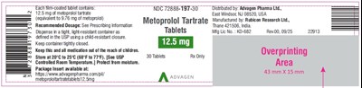 Metoprolol Tartrate Tablets, Usp 12.5 mg 30s Bottle Label (Metoprolol Tartrate 30 Tablets Bottle Label)