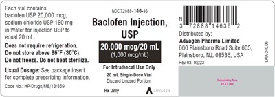 Baclofen Injection 1,000 Mcg Per mL (NDC 72888-146-36)