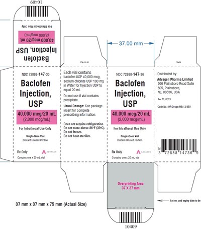 Baclofen Injection 2,000 Mcg Per mL (NDC 72888-147-36)