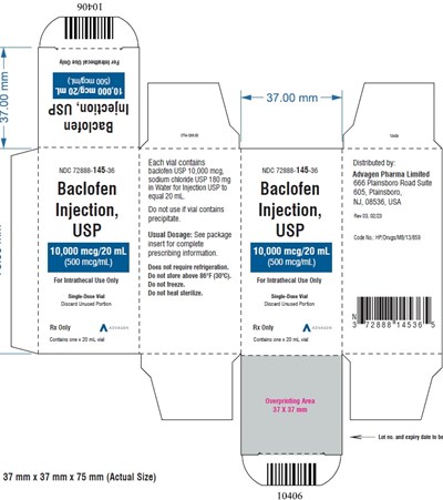 Baclofen Injection 500 Mcg Per mL (NDC 72888-145-36)