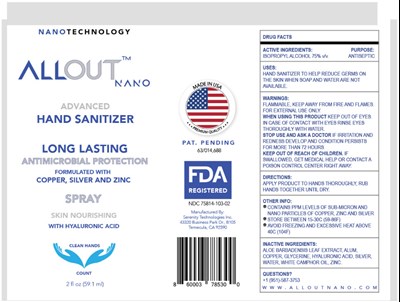 allout-01.jpg PRINCIPAL DISPLAY PANEL - 59.1 ml Bottle Label - allout 01