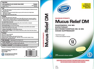 Dextromethorphan Hbr 60 mg, Guaifenesin 1200 mg (Mucus Relief Dm 1200 mg 60 mg Extended Release Cap 1)