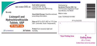 lisinohydro-fig3.jpg PACKAGE LABEL- PRINCIPAL DISPLAY PANEL - 20 mg/25 mg (30 Tablet Bottle) - lisinohydro fig3