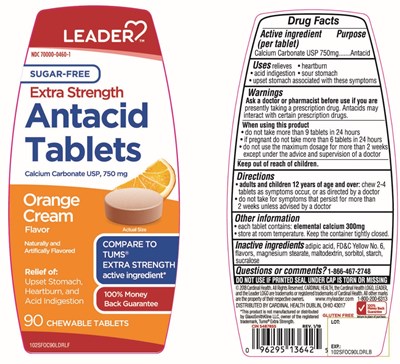 102AB96PVLFLB.jpg Leader Extra Strength Sugar Free Antacid Tablets Orange Cream Flavor - 102AB96PVLFLB