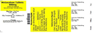 Image Of 800 mg Package Label (Metalaxone)