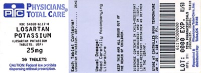 Losartan Potassium Tablets Usp 25 mg Label (6117)