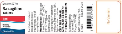 Image Description (Rasagiline Tabs 1mg Bottle Label)