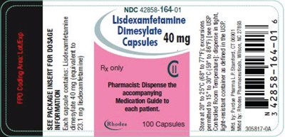 lisdexcaps-13.jpg PRINCIPAL DISPLAY PANEL - 40 mg Capsule Bottle Label - lisdexcaps 13
